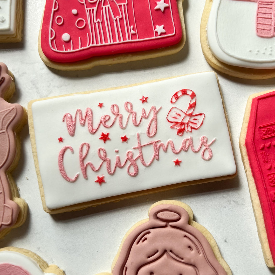 Merry Christmas Candycane Text Raised Stamp