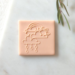 Rainbow Shower Raised Stamp