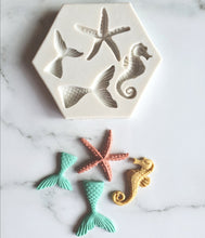 Load image into Gallery viewer, Mermaid Tail, Starfish and Seahorse Silicone Mould

