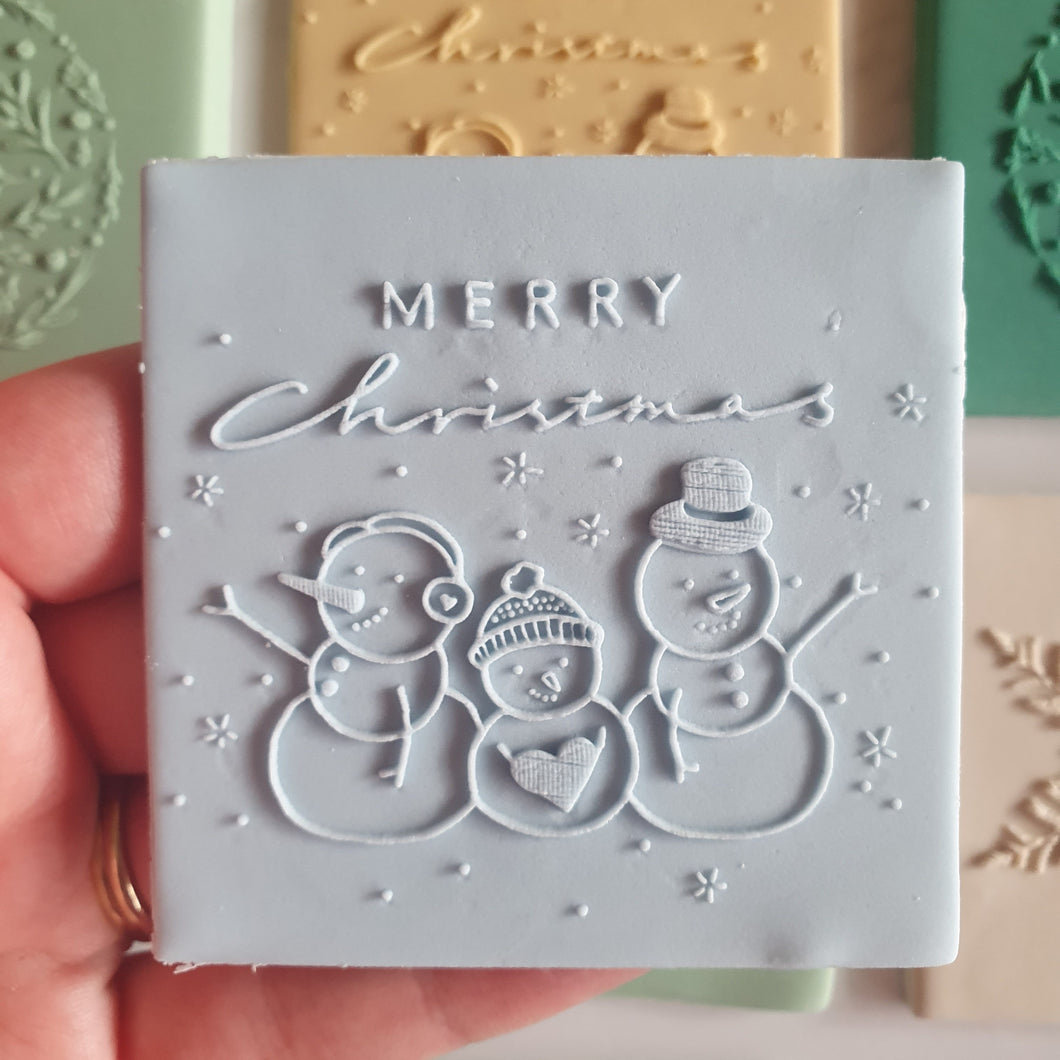 Merry Christmas Snowman Raised Stamp