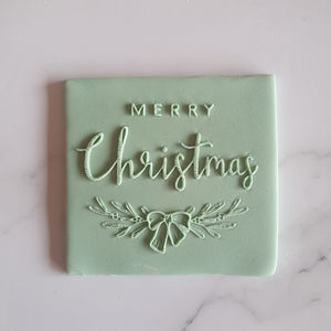 Merry Christmas Bow Raised Stamp
