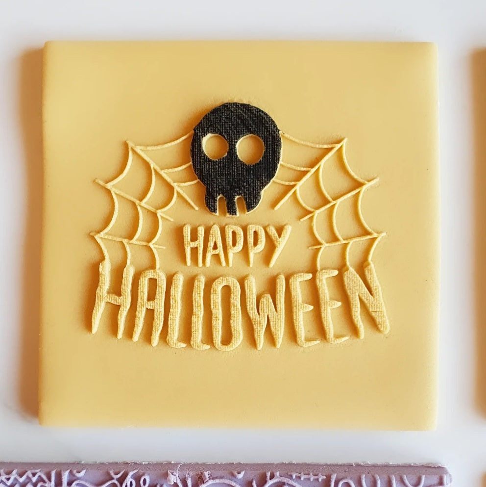 Happy Halloween Skull Raised Stamp