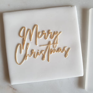 Merry Christmas Script Font Raised Stamp