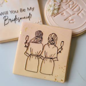 Bridal Party Cheers Raised Stamp