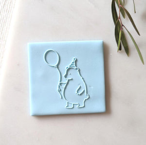 Party Teddy Bear Raised Stamp with Cutter