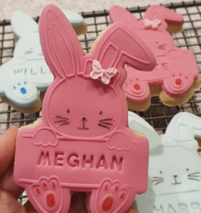 Easter Bunny with Bow Raised Stamp and Cutter