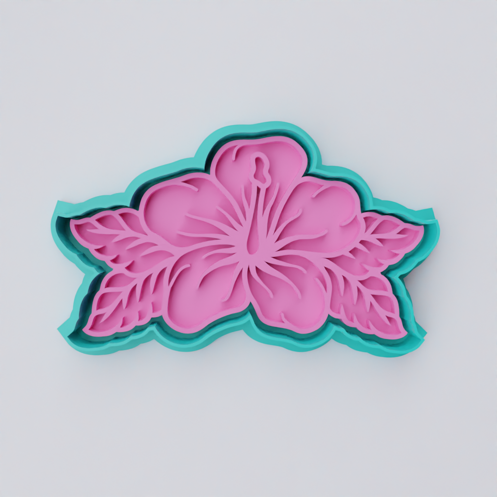 Hibiscus Cutter and Embosser Set Boss 'Em Cookies Cutters and Stamps